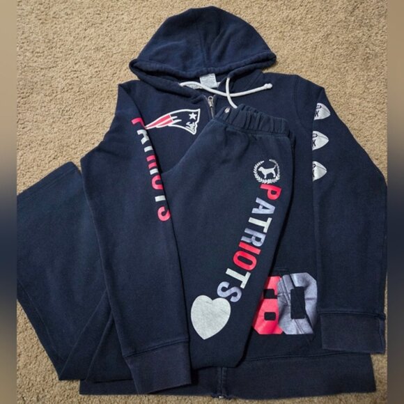 PINK Victoria's Secret Vintage NFL New England Patriots Hoodie/Sweats Sweatsuit - Picture 1 of 12